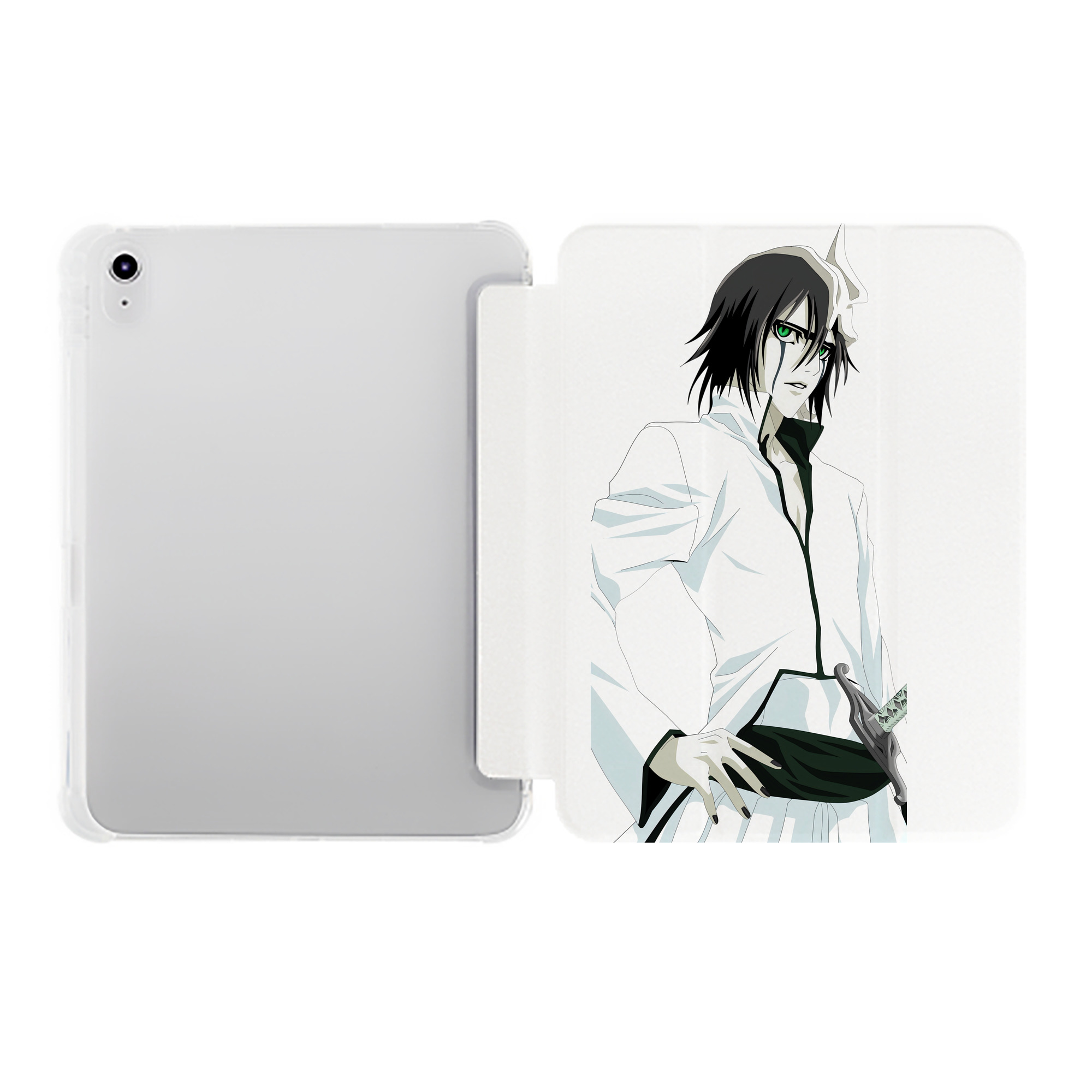 （画像用） ブリーチ ウルキオラ·シファー BLEACH Ulquiorra cifer IPad ケース ペン収納付き 三つ折りスタンド PUレザー×シリコン 対応機種9.5/10.5/10.9インチ